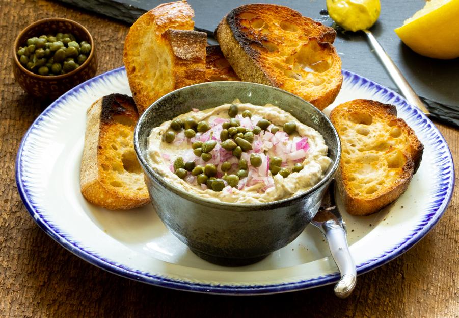 Smoked bluefish pate with a little heat and a citrus edge is glorious