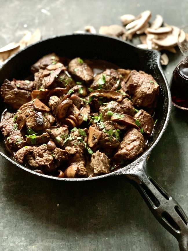 Steak Tips with Mushrooms in Red Wine Sauce The Boston Globe