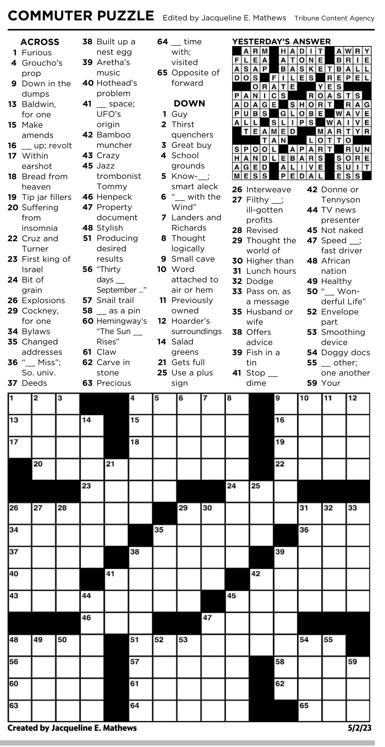 Commuter Daily Crossword Puzzles