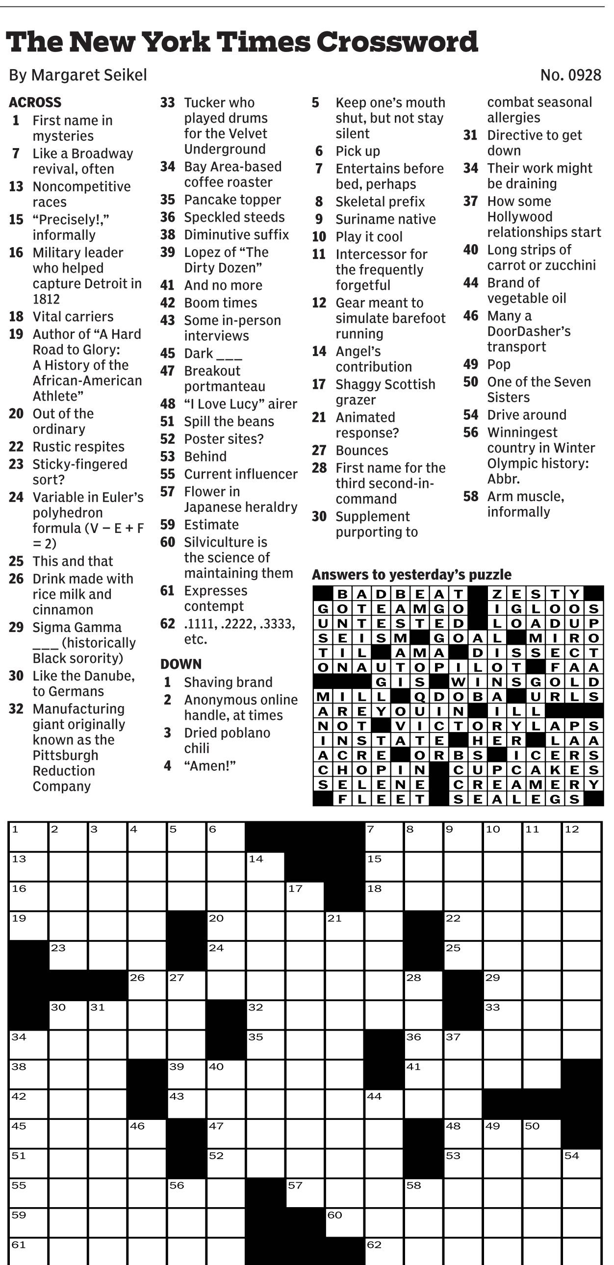 New york times daily crossword - puzzles