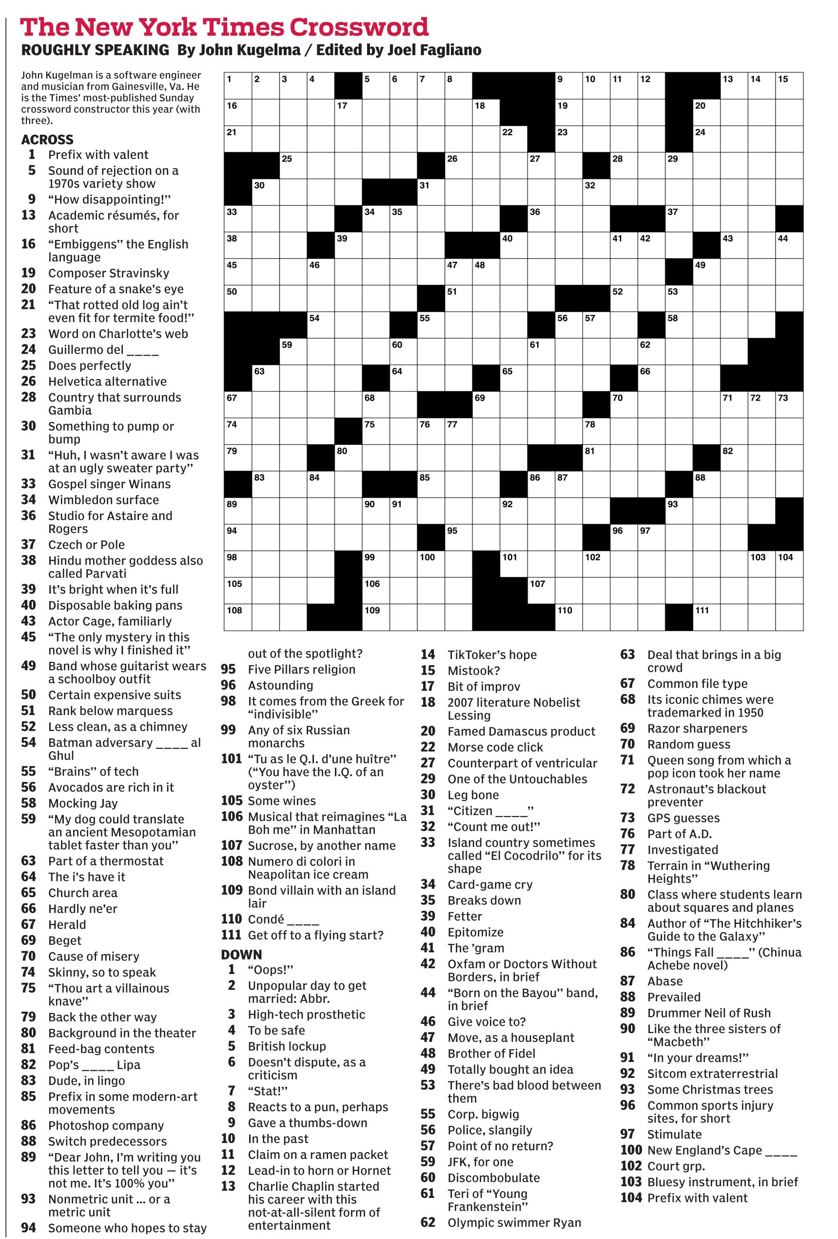 New york times daily crossword - puzzles