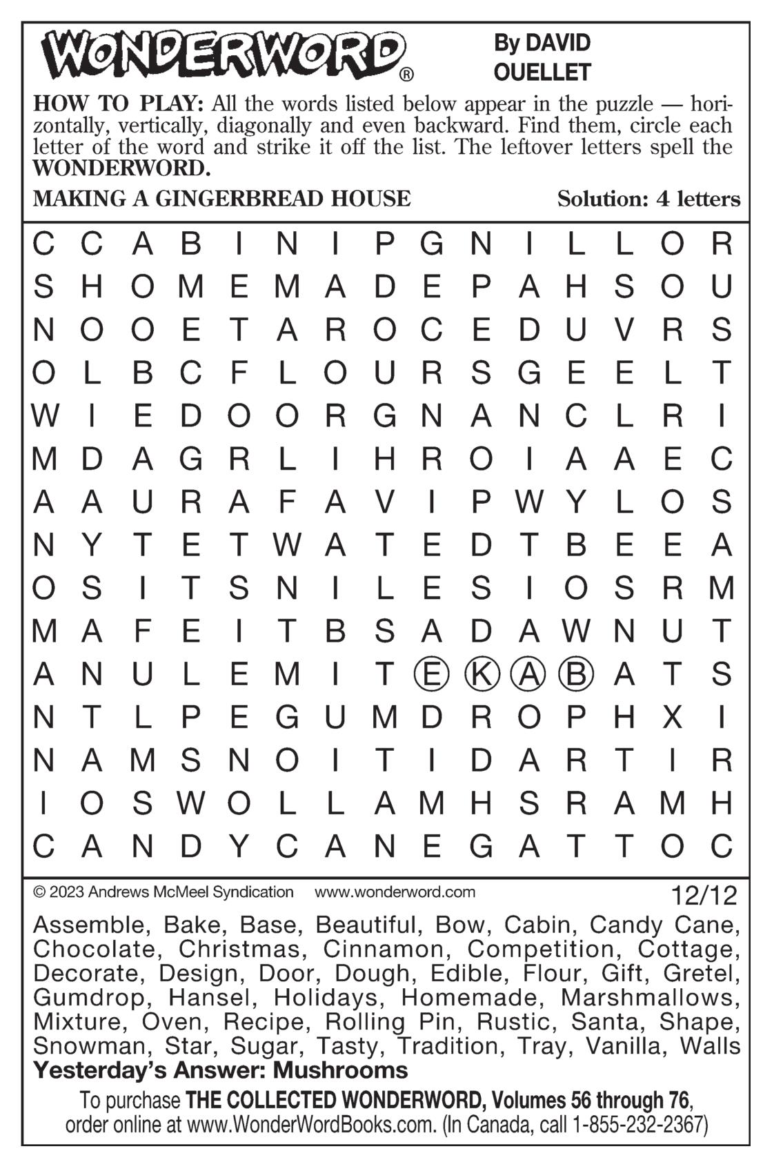 Wonderword Puzzles San Gabriel Valley Tribune